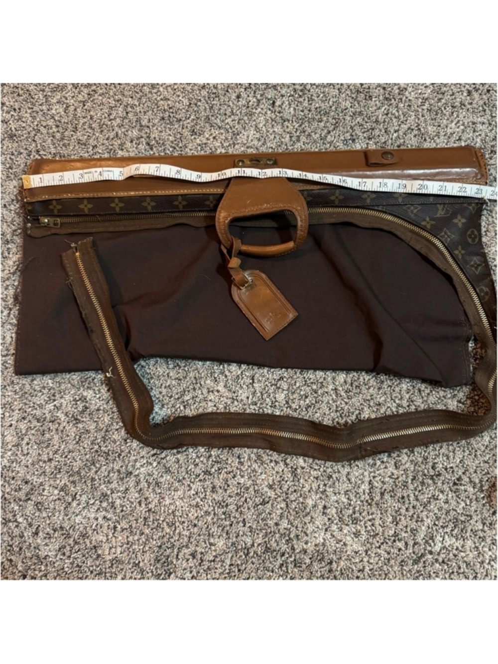 Louis Vuitton Garment Bag Scrap Lot Authentic Canvas Leather Parts Repair Craft